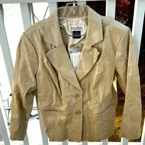 NWT Bradley Bayou Womens 1X Tan Croc Embossed 100% Genuine Leather Blazer Jacket
